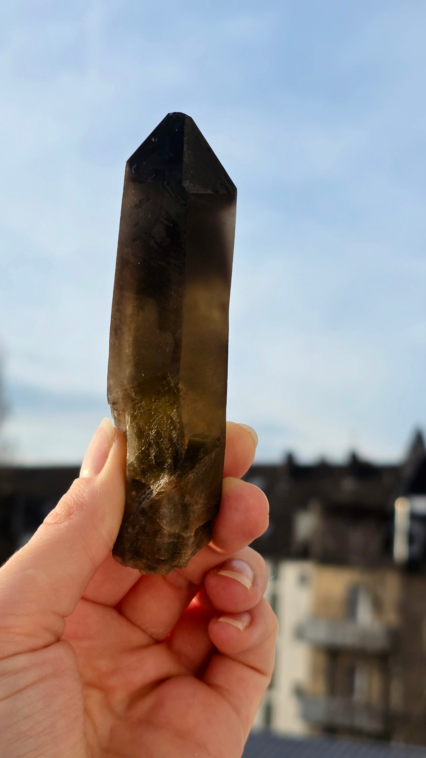 Morion Quarz (Rauchquarz) Naturspitze – mit Phantom (roh, unpoliert)