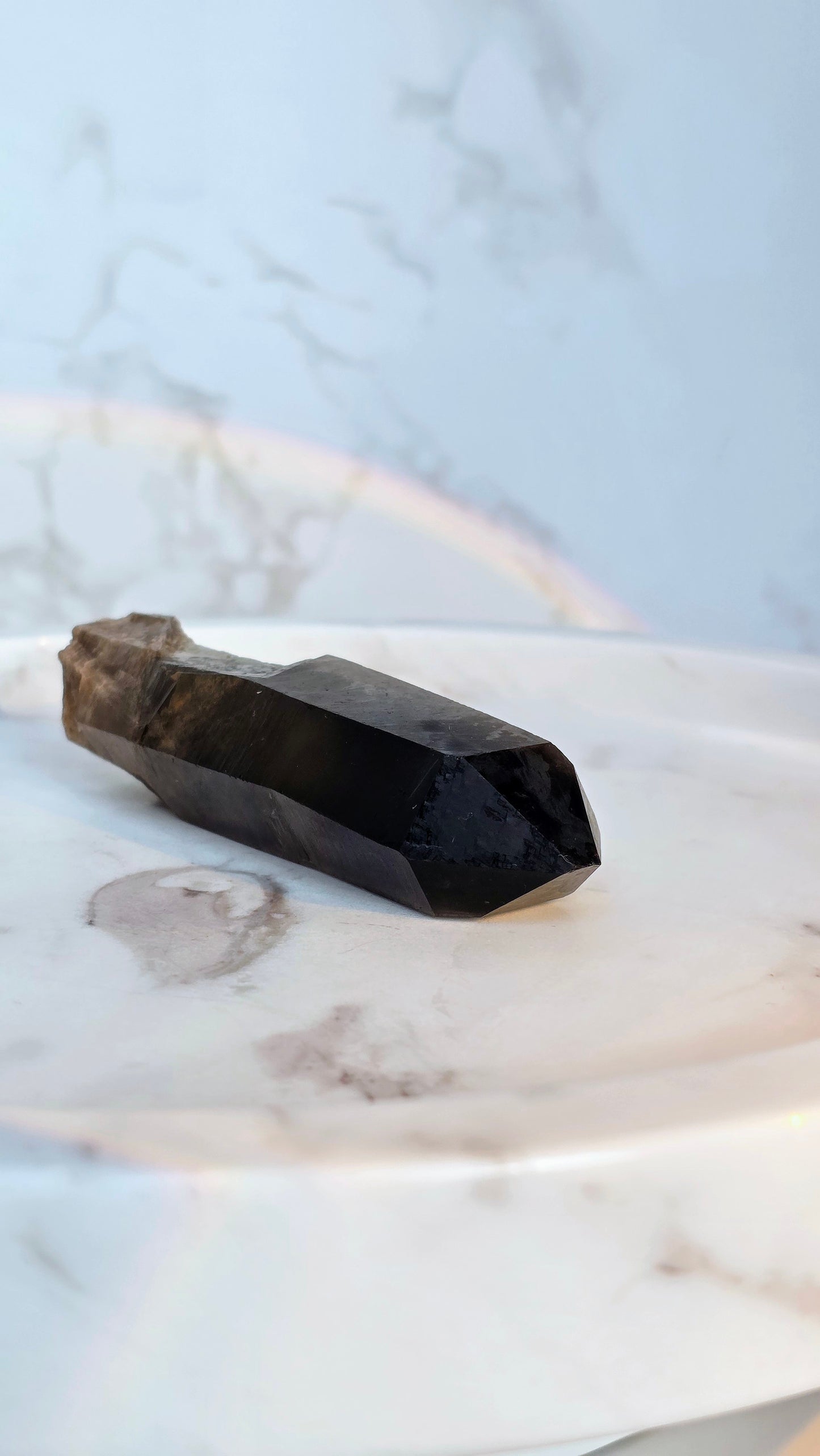 Morion Quarz (Rauchquarz) Naturspitze – mit Phantom (roh, unpoliert)