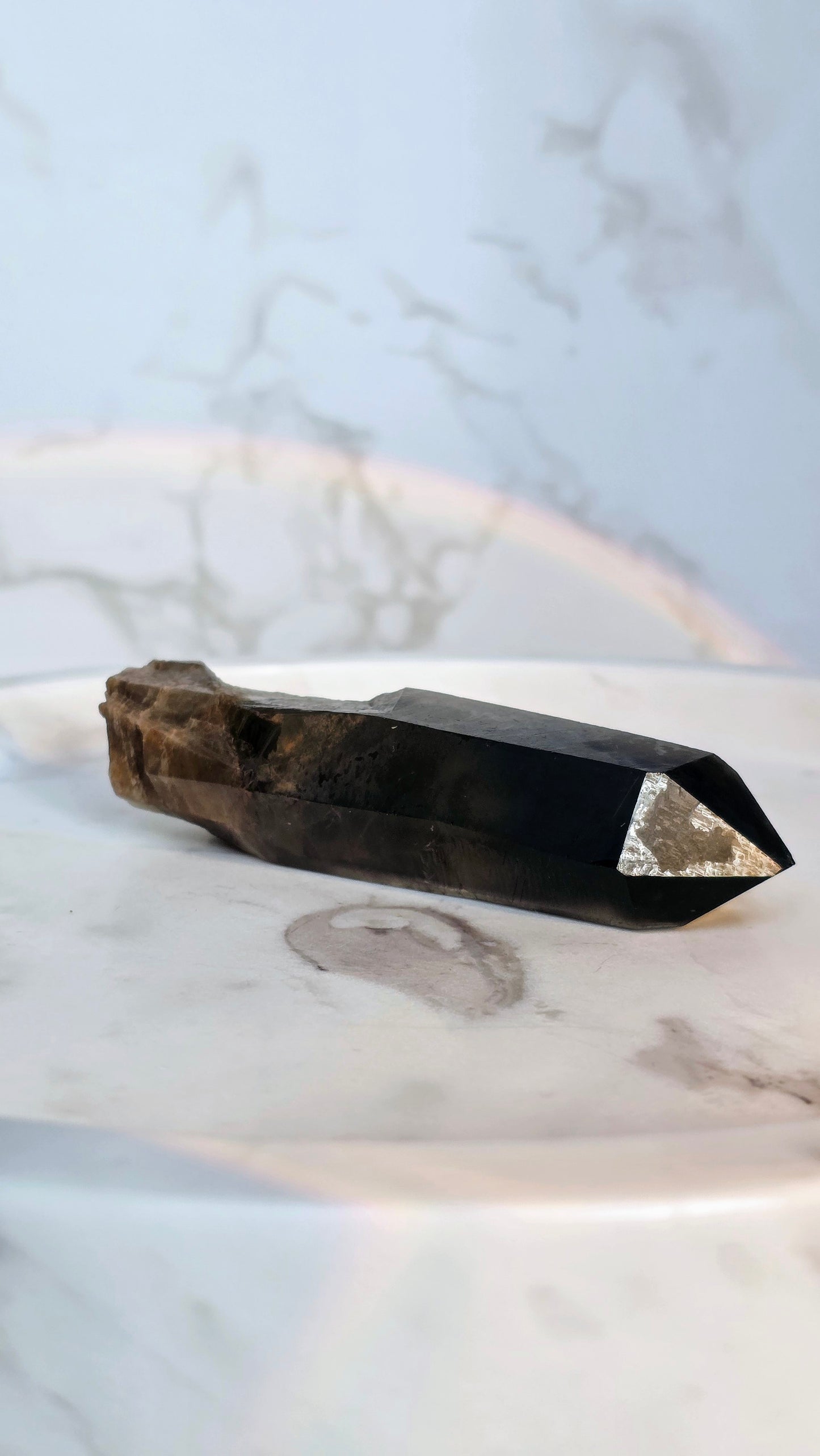 Morion Quarz (Rauchquarz) Naturspitze – mit Phantom (roh, unpoliert)
