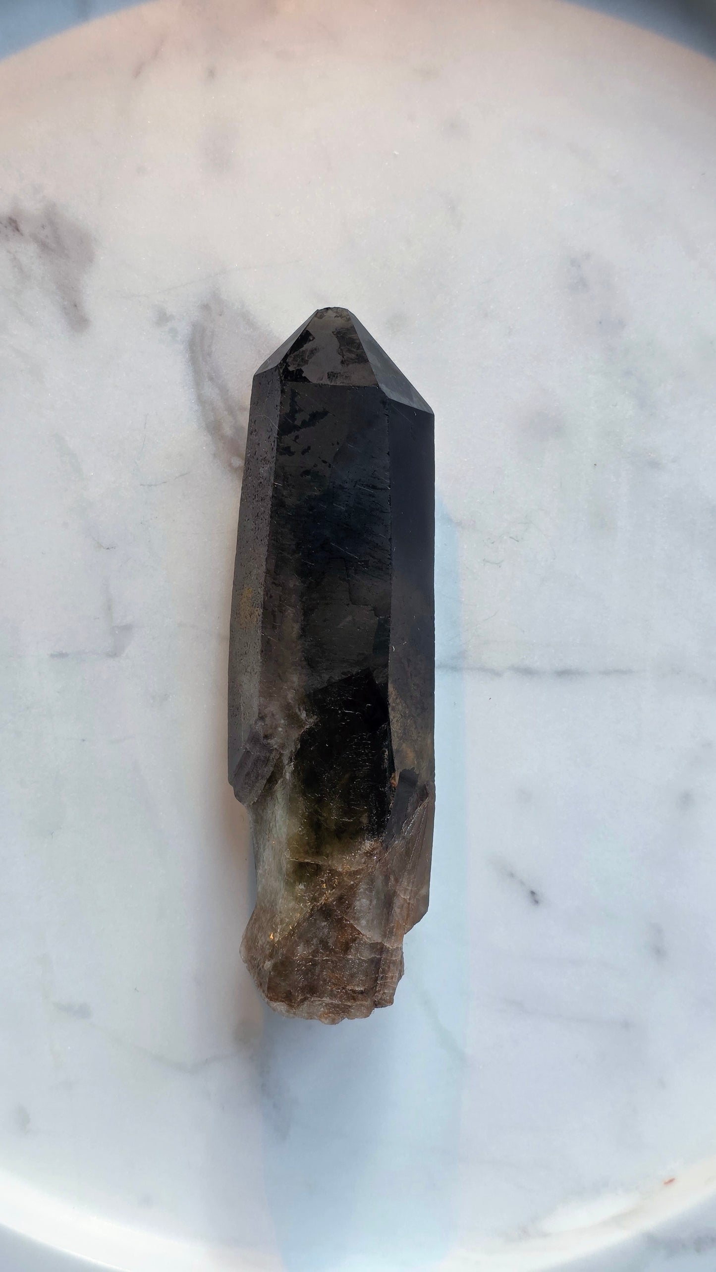 Morion Quarz (Rauchquarz) Naturspitze – mit Phantom (roh, unpoliert)