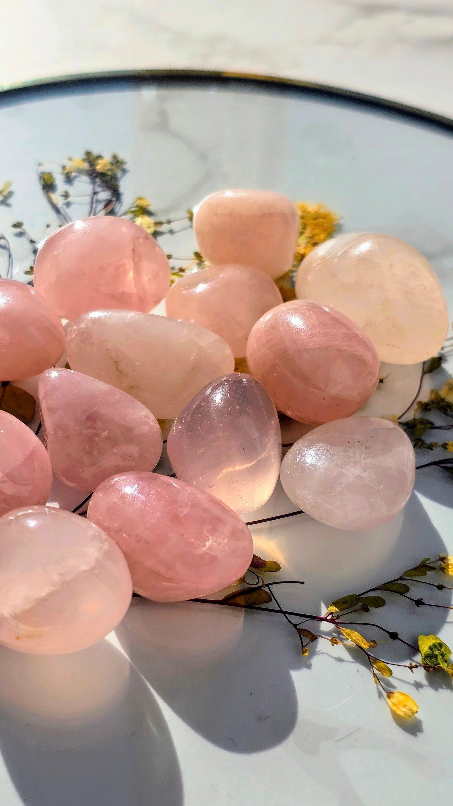 Rosenquarz Trommelsteine