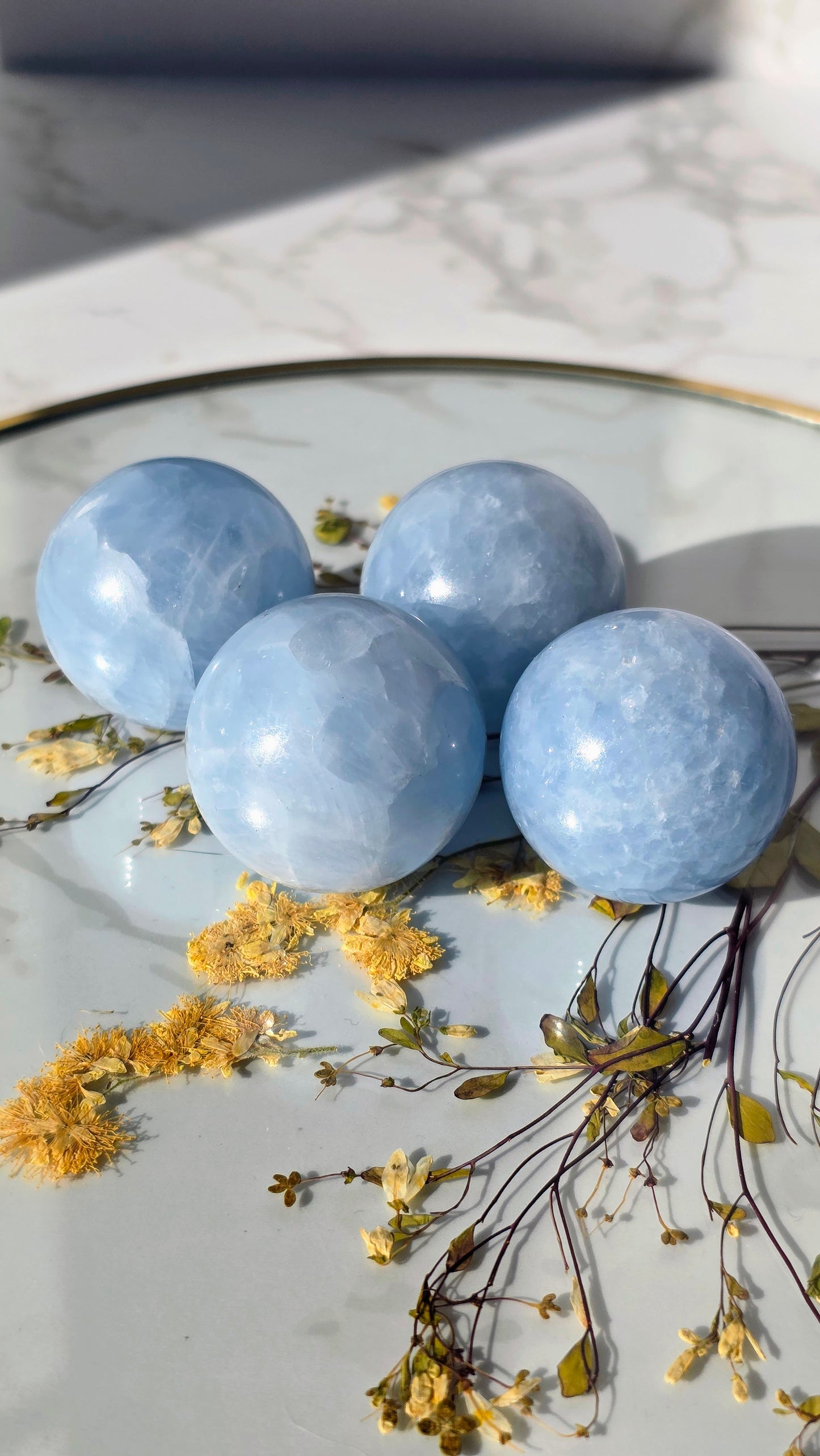 Blauer Calcit Kugeln