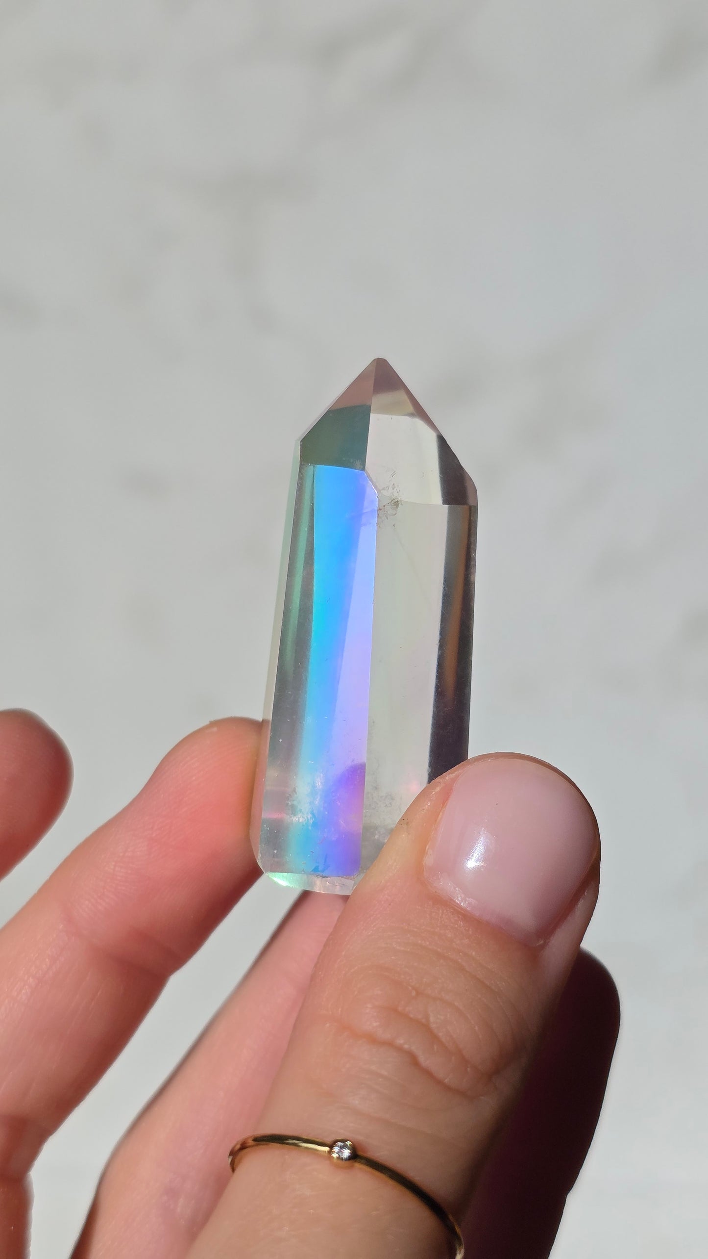 Angel Aura Bergkristall polierte Spitze / Turm - Schillernder Regenbogen-Glanz aus Deutschland
