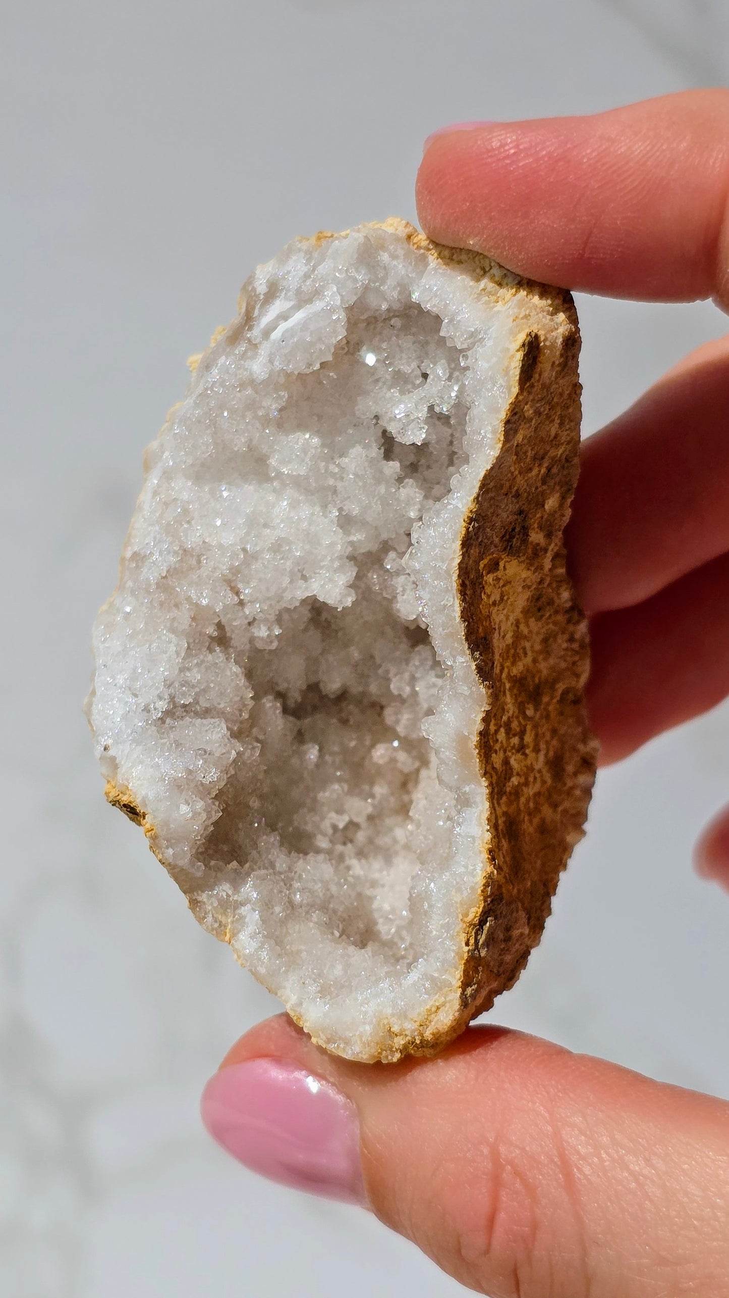 Quarzgeode Paar mit viel Glitzer