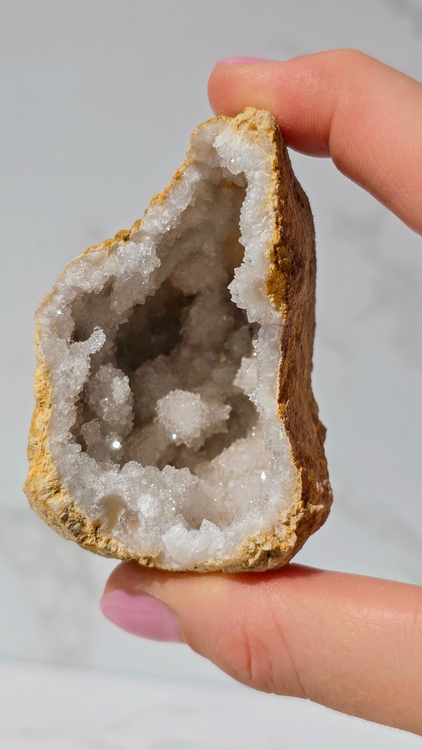 Quarzgeode Paar mit viel Glitzer
