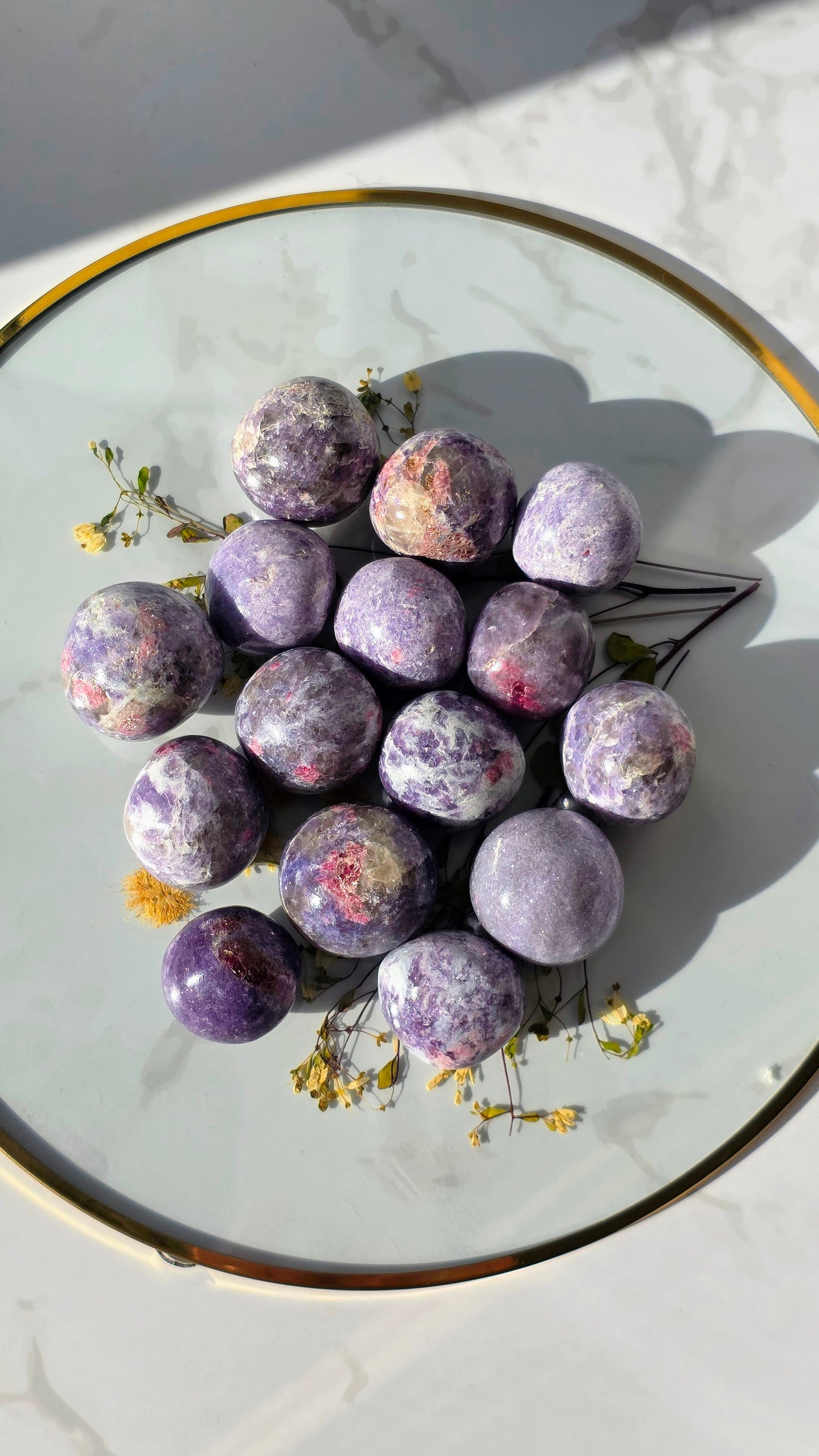 Pinker Turmalin in Lepidolith Trommelsteine