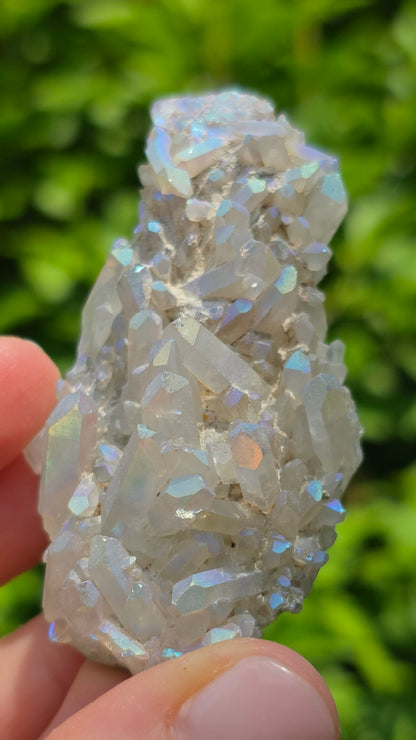 Angel Aura Bergkristall Cluster - Schillernder Regenbogen-Glanz aus Deutschland