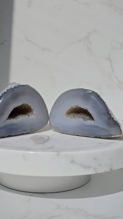 Blaue glitzer Achat Geode