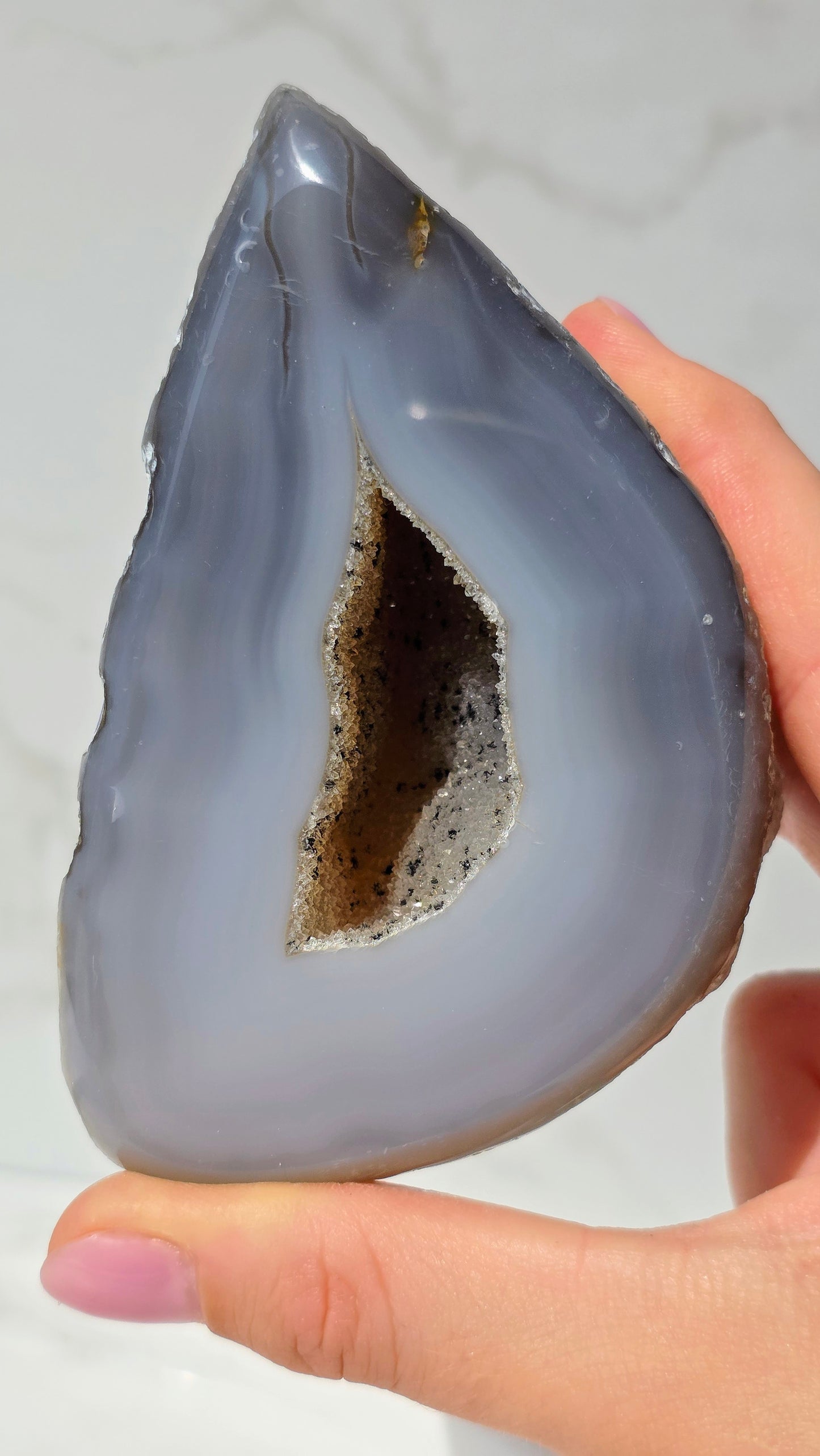 Blaue glitzer Achat Geode