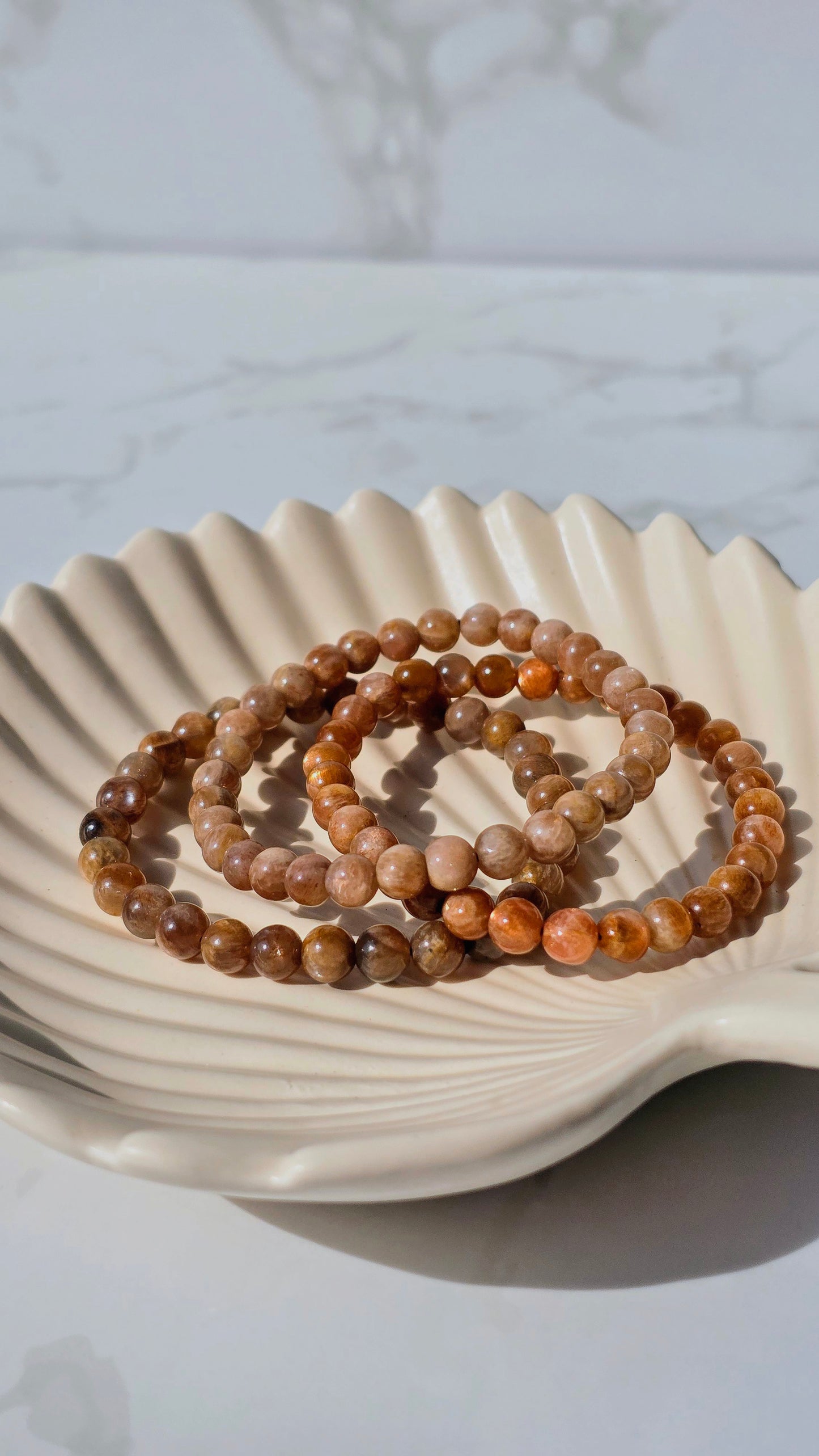 Sonnenstein und Mondstein Armband – 6 mm Kugeln | Sanft schimmernde Vielfalt