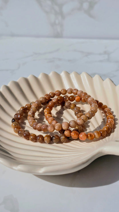 Sonnenstein und Mondstein Armband – 6 mm Kugeln | Sanft schimmernde Vielfalt
