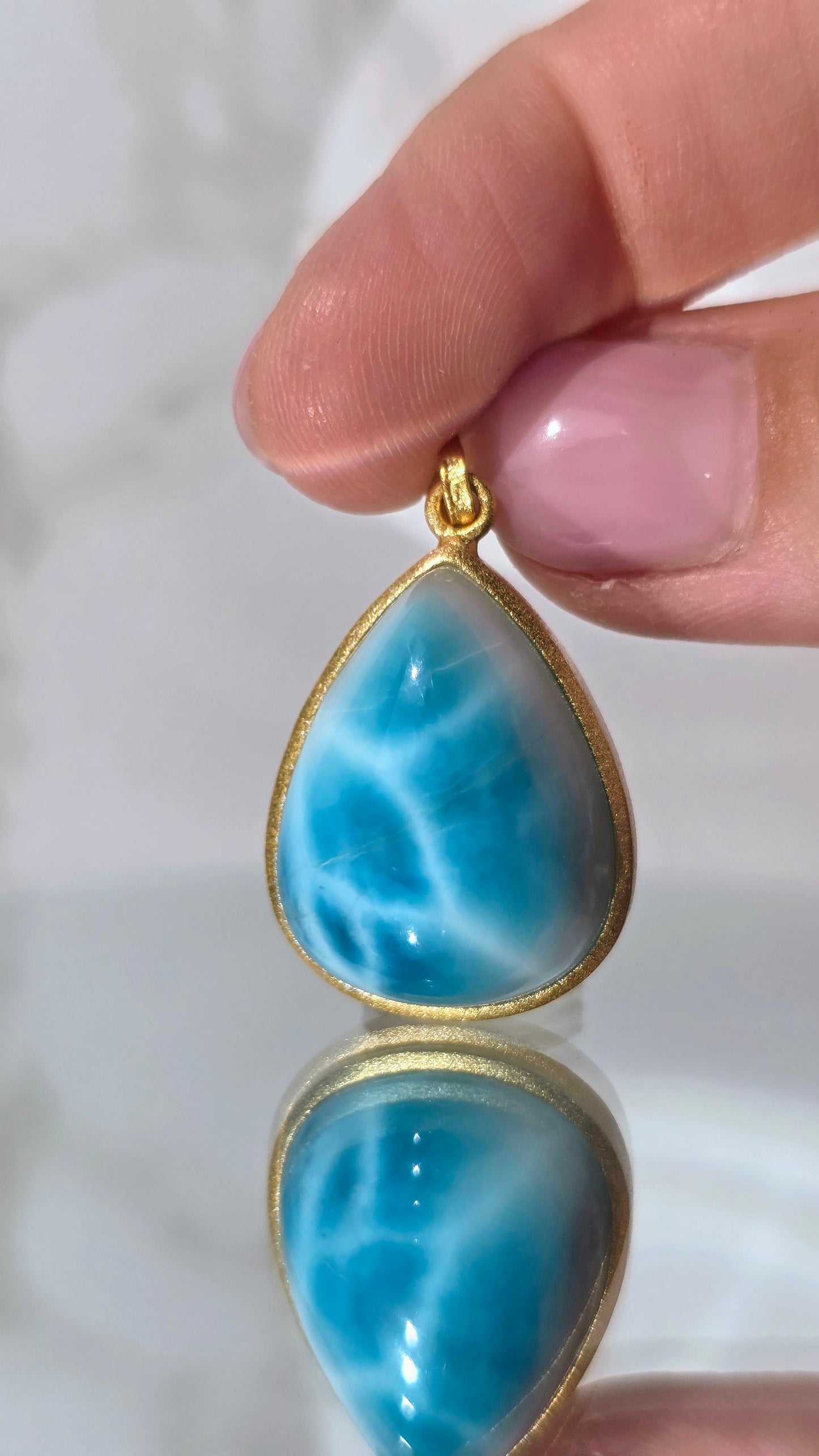 Seltener Larimar Anhänger in 925er [Super High Quality]
