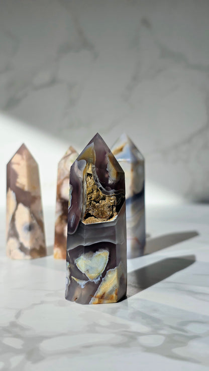 Kirschblütenchalcedon – Seltene Schönheit mit Blütenmagie in Schwarz & Grau