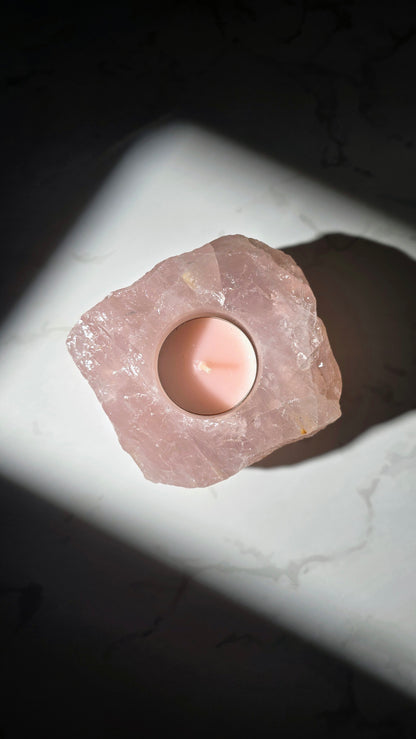 Rosenquarz Teelichthalter