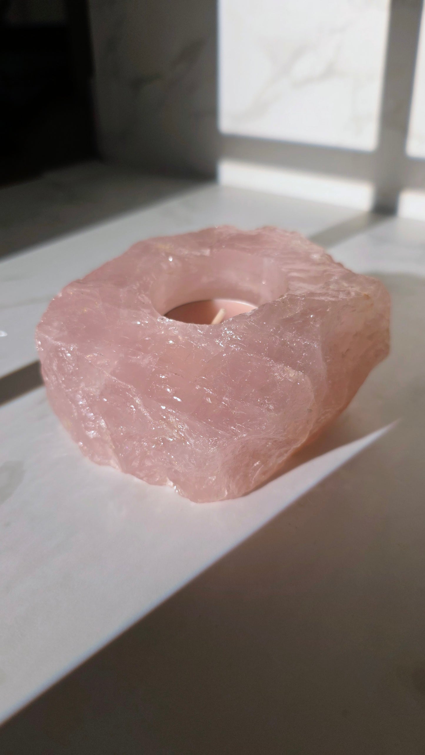 Rosenquarz Teelichthalter