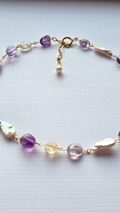 GOLDEN AMETHYST 𖦹 Edelsteinkette