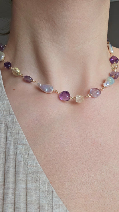 GOLDEN AMETHYST 𖦹 Edelsteinkette