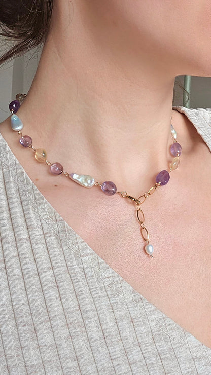 GOLDEN AMETHYST 𖦹 Edelsteinkette