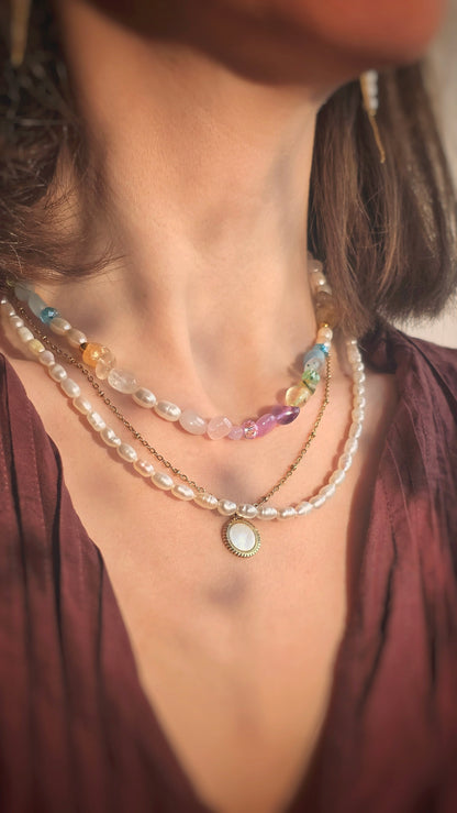 PASTELL AURA 𖦹 Multicolor Edelsteinkette