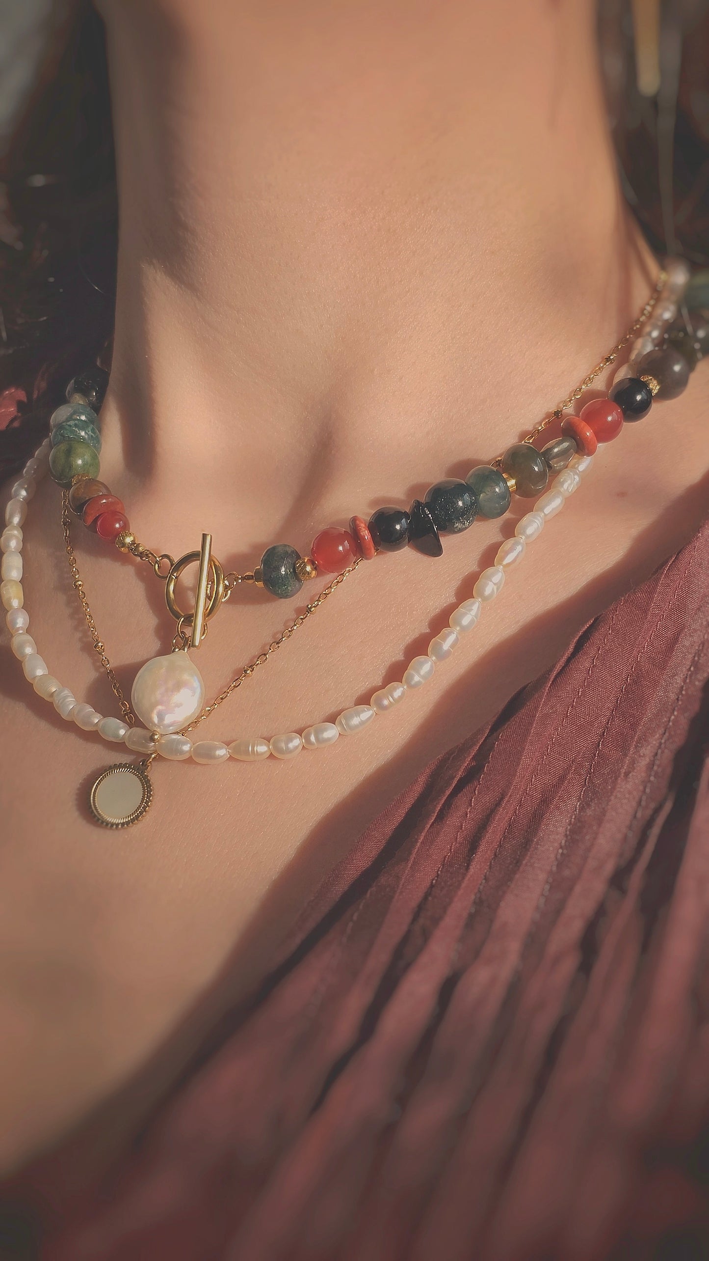 BOHO EARTH 𖦹 Multicolor Edelsteinkette