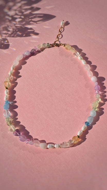 PASTELL AURA 𖦹 Multicolor Edelsteinkette