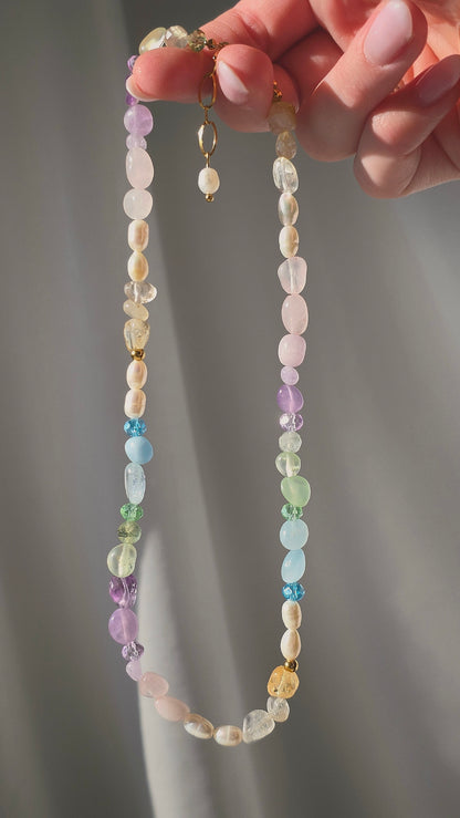 PASTELL AURA 𖦹 Multicolor Edelsteinkette