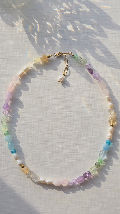 PASTELL AURA 𖦹 Multicolor Edelsteinkette