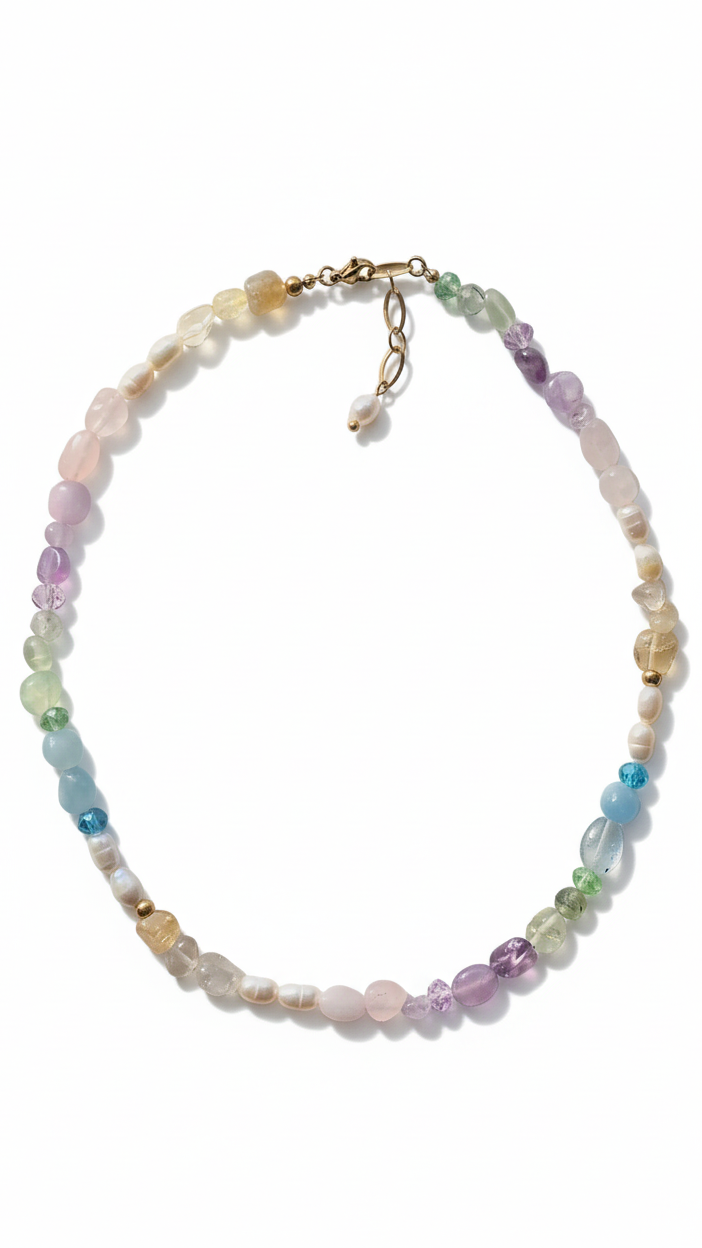 PASTELL AURA 𖦹 Multicolor Edelsteinkette