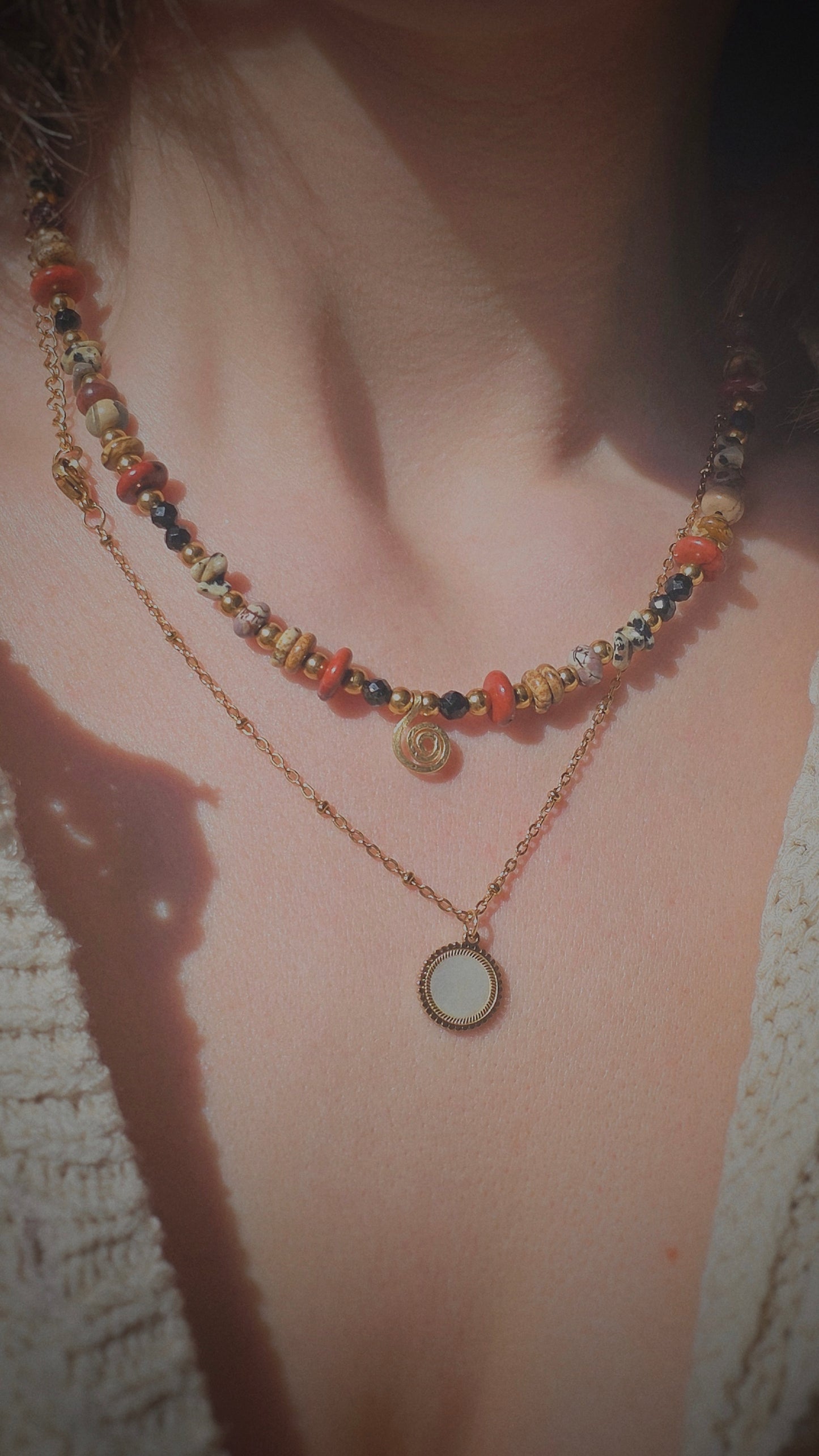 EARTH SPIRAL 𖦹 Multicolor Edelsteinkette