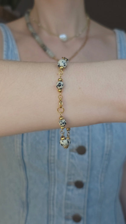 DALMATIAN BALANCE 𖦹 Edelstein Armband