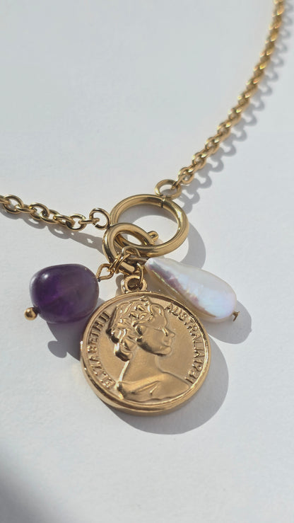 COIN PEARL 𖦹 Edelstein- & Süßwasserperlenkette