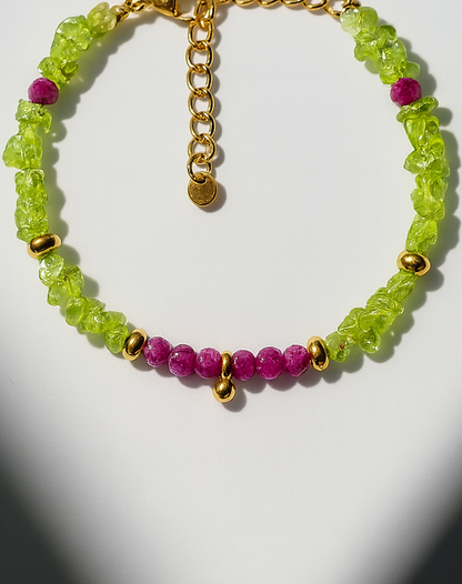 „Heart Awakening“ – Rubin & Peridot Armband
