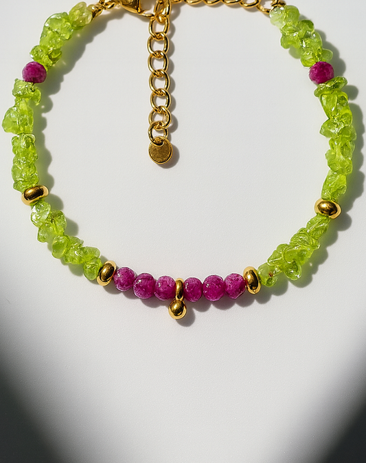 „Heart Awakening“ – Rubin & Peridot Armband