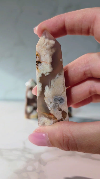 Kirschblütenchalcedon – Seltene Schönheit mit Blütenmagie in Grau