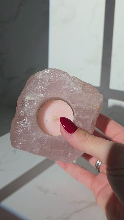 Rosenquarz Teelichthalter